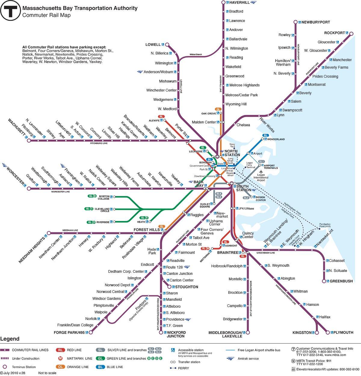 ركاب السكك الحديدية خريطة بوسطن