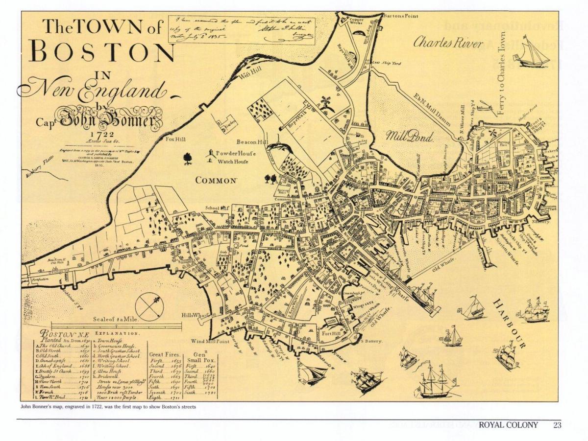 خريطة قديمة من بوسطن
