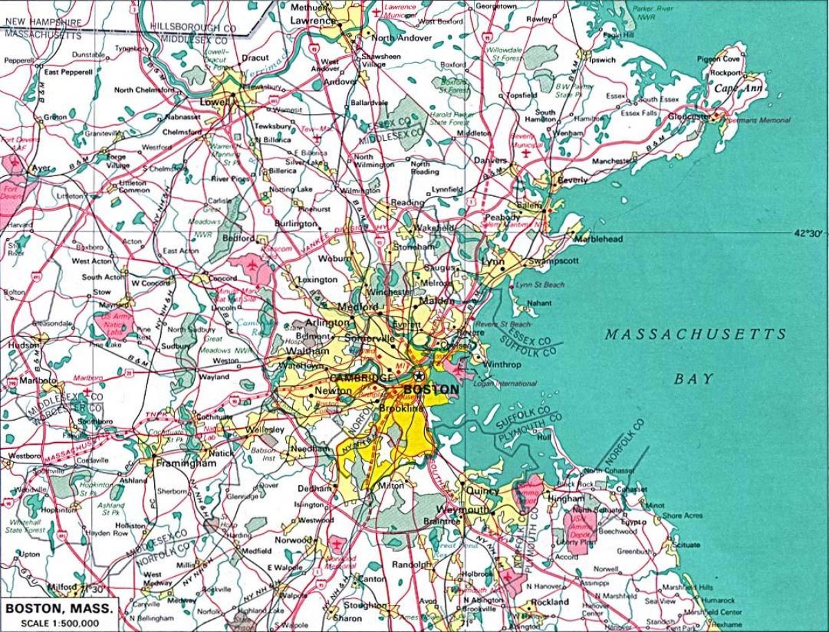 خريطة منطقة بوسطن الكبرى