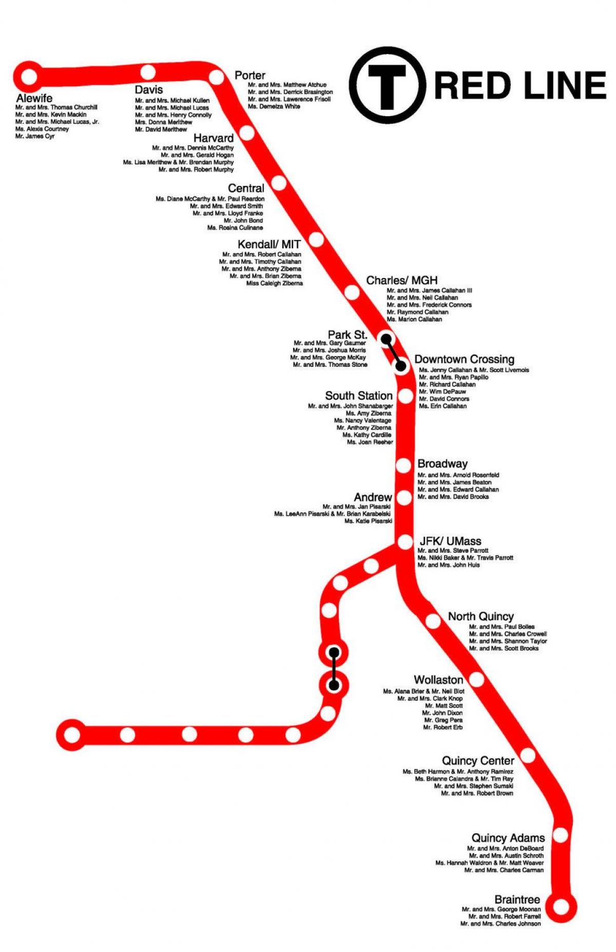 خط أحمر بوسطن خريطة
