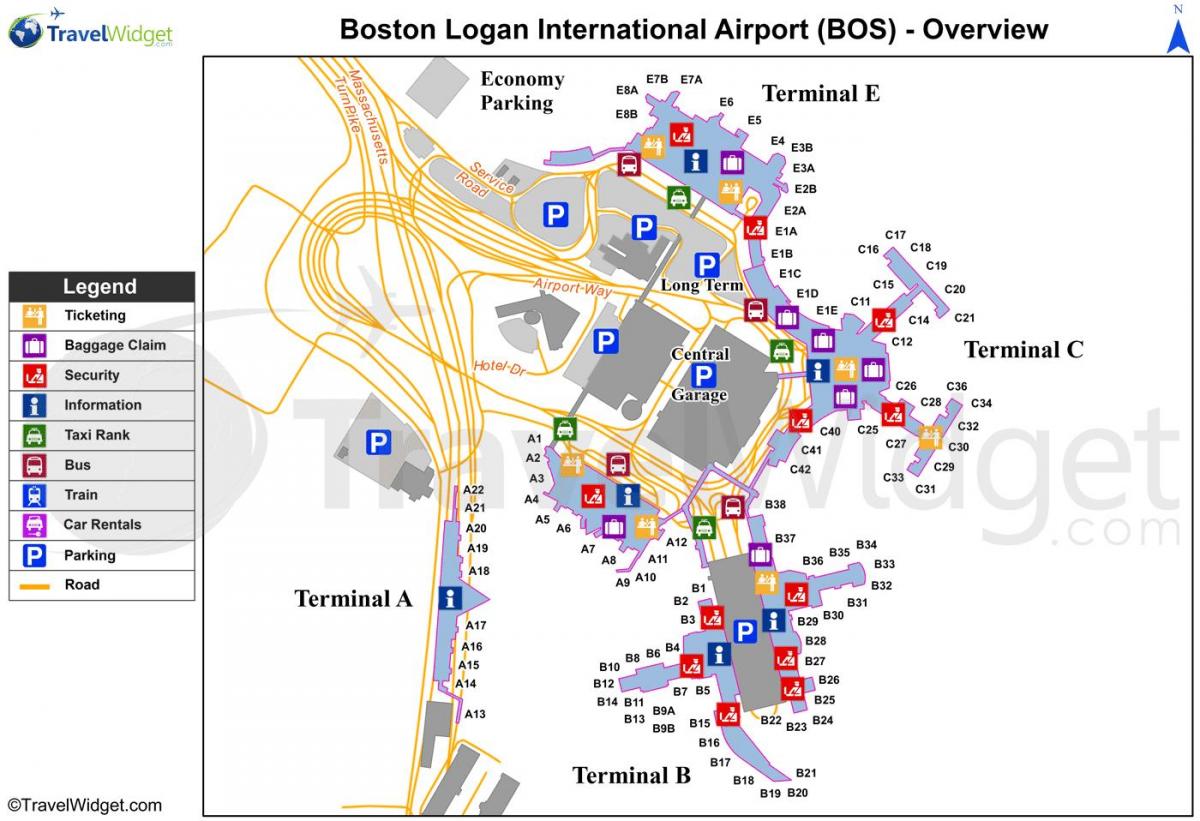 بوسطن لوجان خريطة