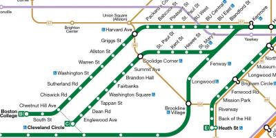 MBTA الخط الأخضر خريطة