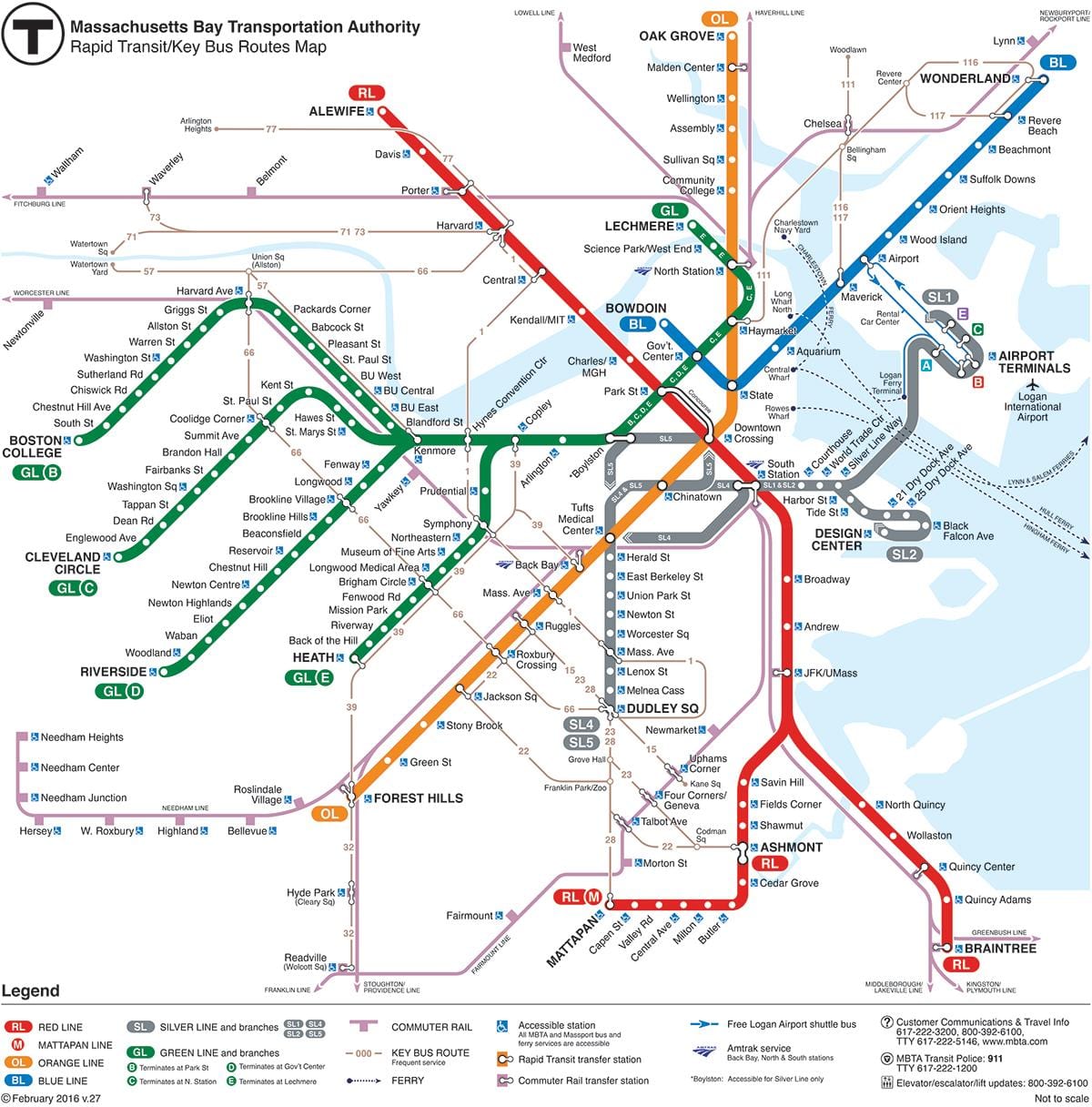 MBTA خريطة خط أحمر