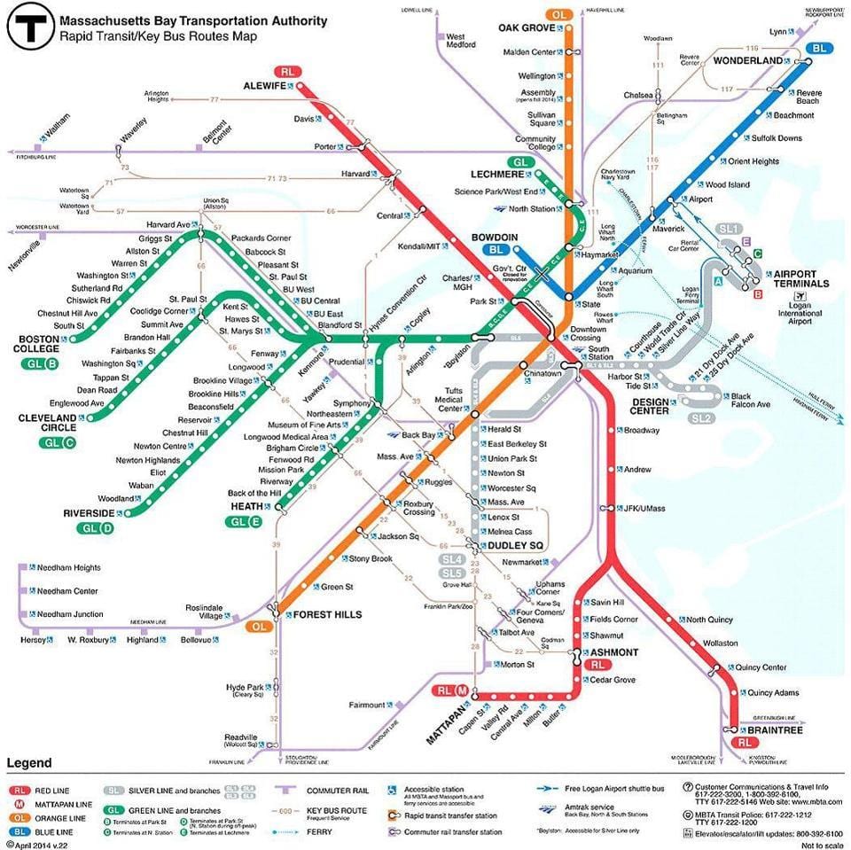 MBTA بوسطن خريطة