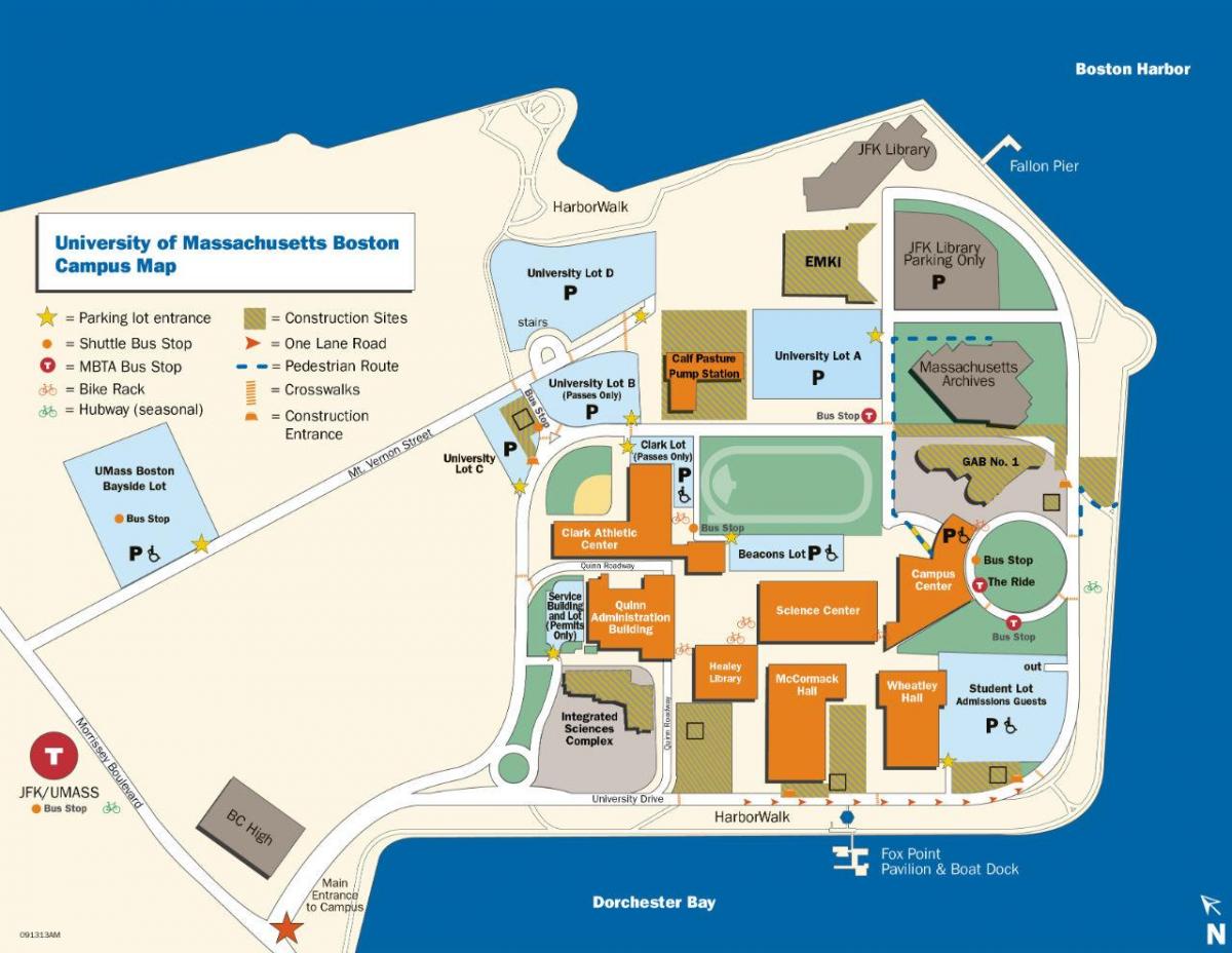 umass بوسطن خريطة الحرم الجامعي