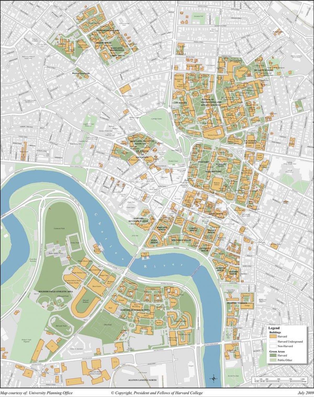 جامعة هارفارد خريطة الحرم الجامعي