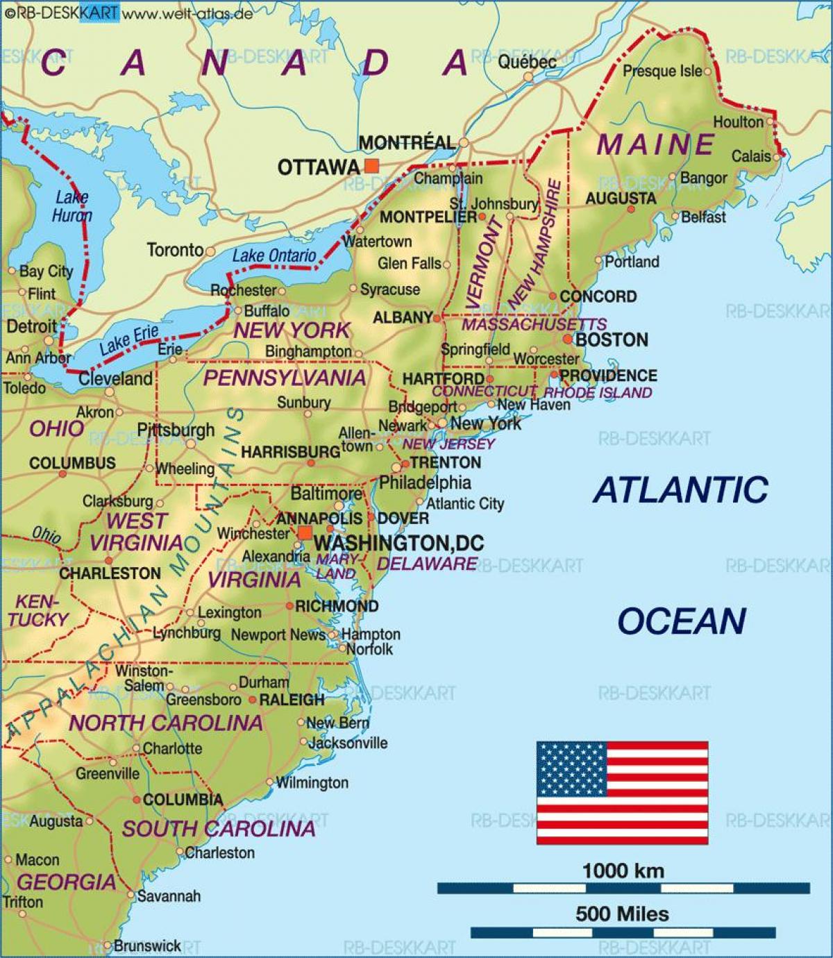 بوسطن في الولايات المتحدة خريطة