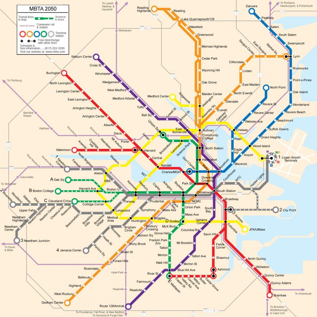 بوسطن خريطة النقل العام